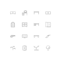 Furniture And Home Accents linear thin icons set. Outlined simple vector icons