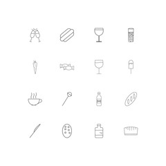 Food And Drink linear thin icons set. Outlined simple vector icons