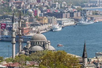 Istanbul, Turkey, 22 May 2006: New Mosque and view of Karakoy