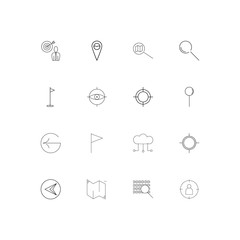 Maps And Navigation linear thin icons set. Outlined simple vector icons