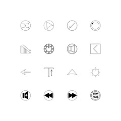 Buttons linear thin icons set. Outlined simple vector icons