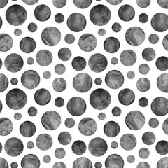 Black and white circle planets seamless pattern