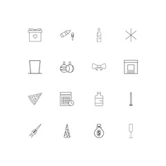 Holidays linear thin icons set. Outlined simple vector icons