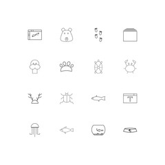 Animals linear thin icons set. Outlined simple vector icons