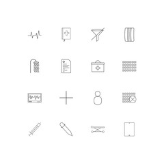 Healthcare And Medical linear thin icons set. Outlined simple vector icons