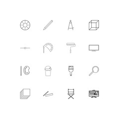 Creative Process And Design linear thin icons set. Outlined simple vector icons