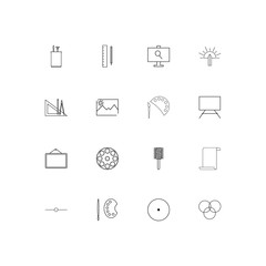 Creative Process And Design linear thin icons set. Outlined simple vector icons