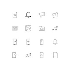 Music linear thin icons set. Outlined simple vector icons