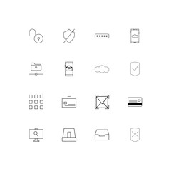Cyber Security linear thin icons set. Outlined simple vector icons