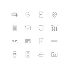 Cyber Security linear thin icons set. Outlined simple vector icons