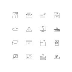 Cyber Security linear thin icons set. Outlined simple vector icons