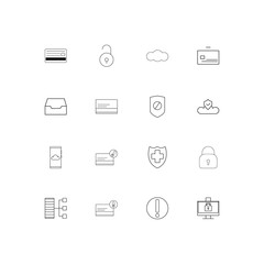 Cyber Security linear thin icons set. Outlined simple vector icons