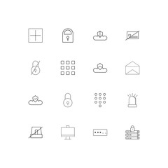 Cyber Security linear thin icons set. Outlined simple vector icons