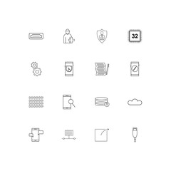 Internet Technologies linear thin icons set. Outlined simple vector icons