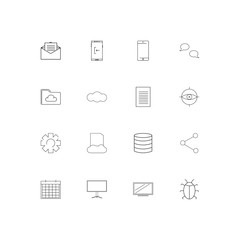 Internet Technologies linear thin icons set. Outlined simple vector icons