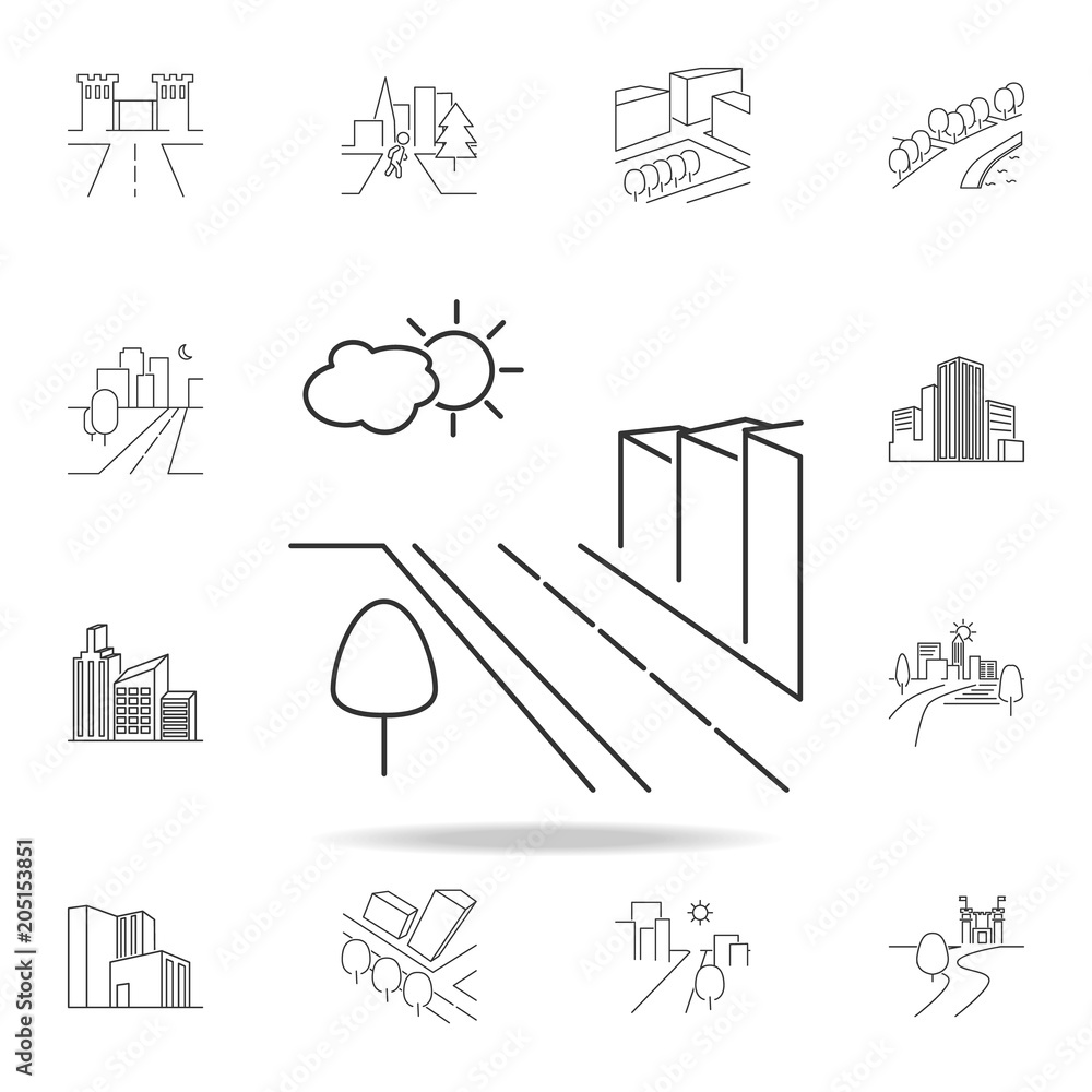Poster city scape line icon. element for mobile concept and web apps. thin line vector icon for website des