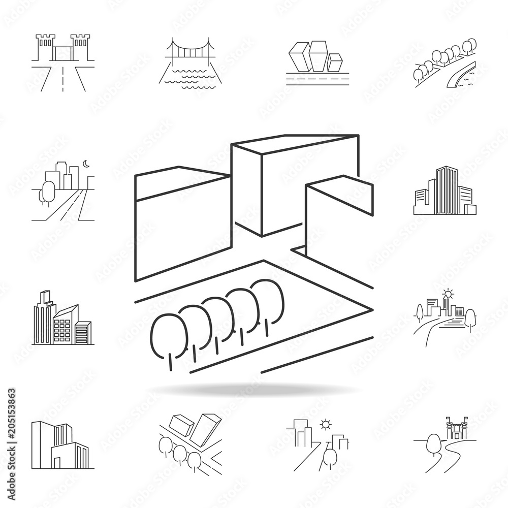 Poster city scape line icon. element for mobile concept and web apps. thin line vector icon for website des
