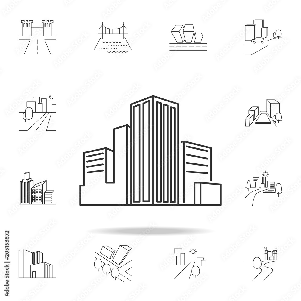 Poster city scape line icon. element for mobile concept and web apps. thin line vector icon for website des