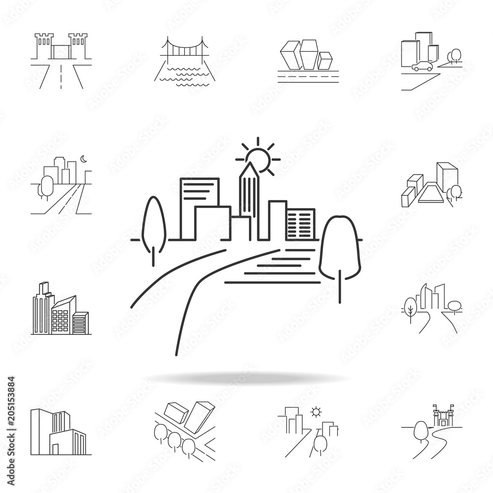 Poster city scape line icon. element for mobile concept and web apps. thin line vector icon for website des