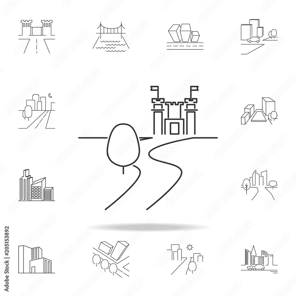 Poster city scape line icon. element for mobile concept and web apps. thin line vector icon for website des
