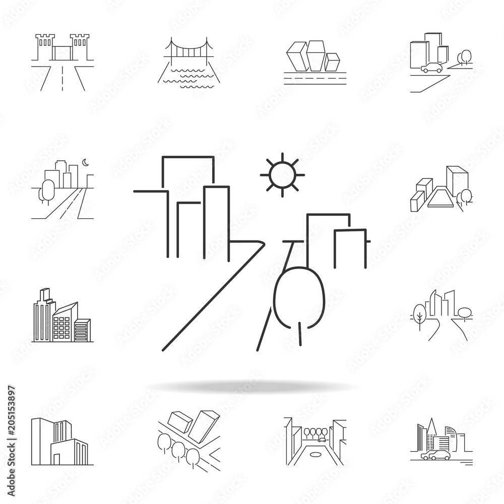 Poster city scape line icon. element for mobile concept and web apps. thin line vector icon for website des