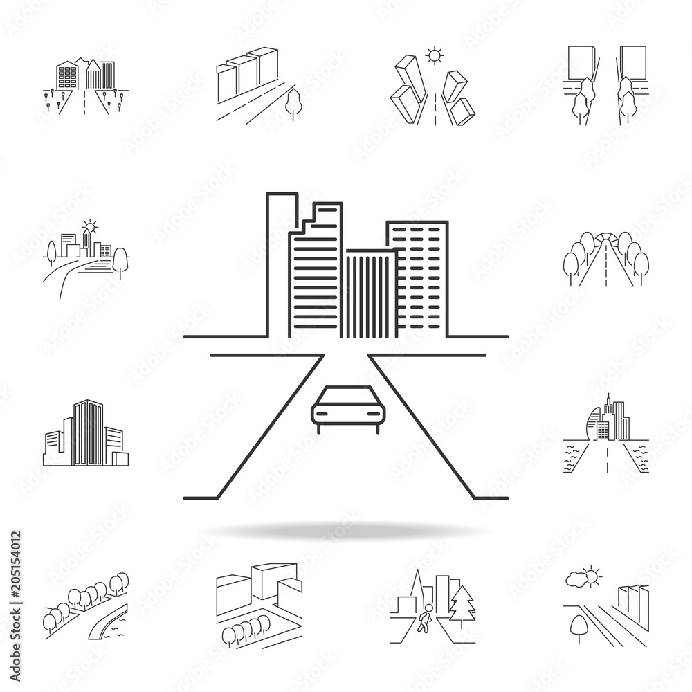 Poster city scape line icon. element for mobile concept and web apps. thin line vector icon for website des