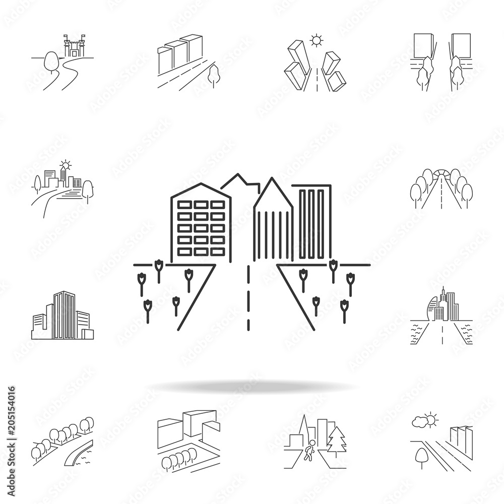 Poster city scape line icon. element for mobile concept and web apps. thin line vector icon for website des
