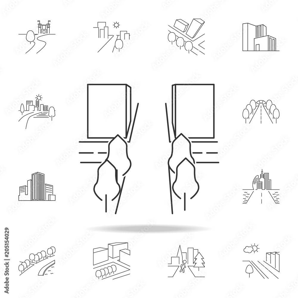 Poster city scape line icon. element for mobile concept and web apps. thin line vector icon for website des