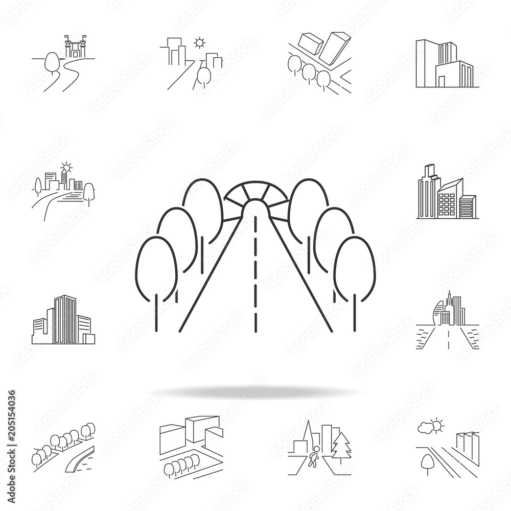 Poster city scape line icon. element for mobile concept and web apps. thin line vector icon for website des