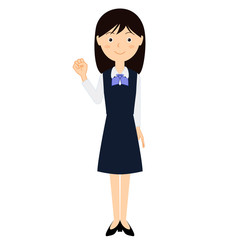 ガッツポーズをするビジネス制服を着た若い女性のイラスト