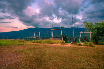 Beautiful Aerial view of Bald mountain or Grass Mountain is locally known as Khao Hua Lon or Phu Khao Ya, Ranong, Thailand