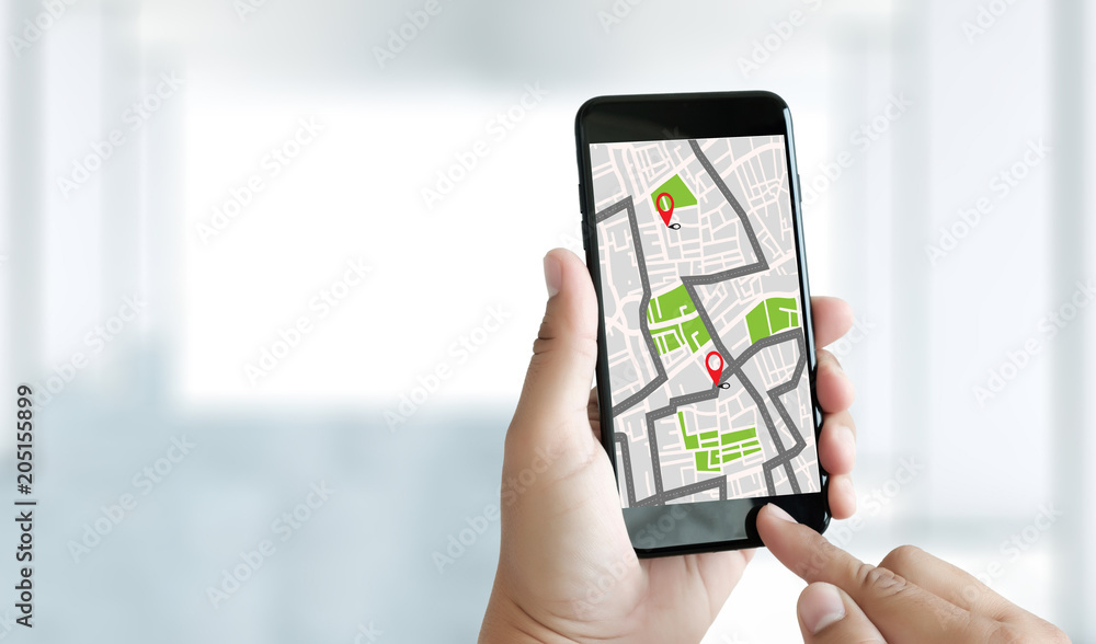 Poster gps map to route destination network connection location street map with gps icons navigation