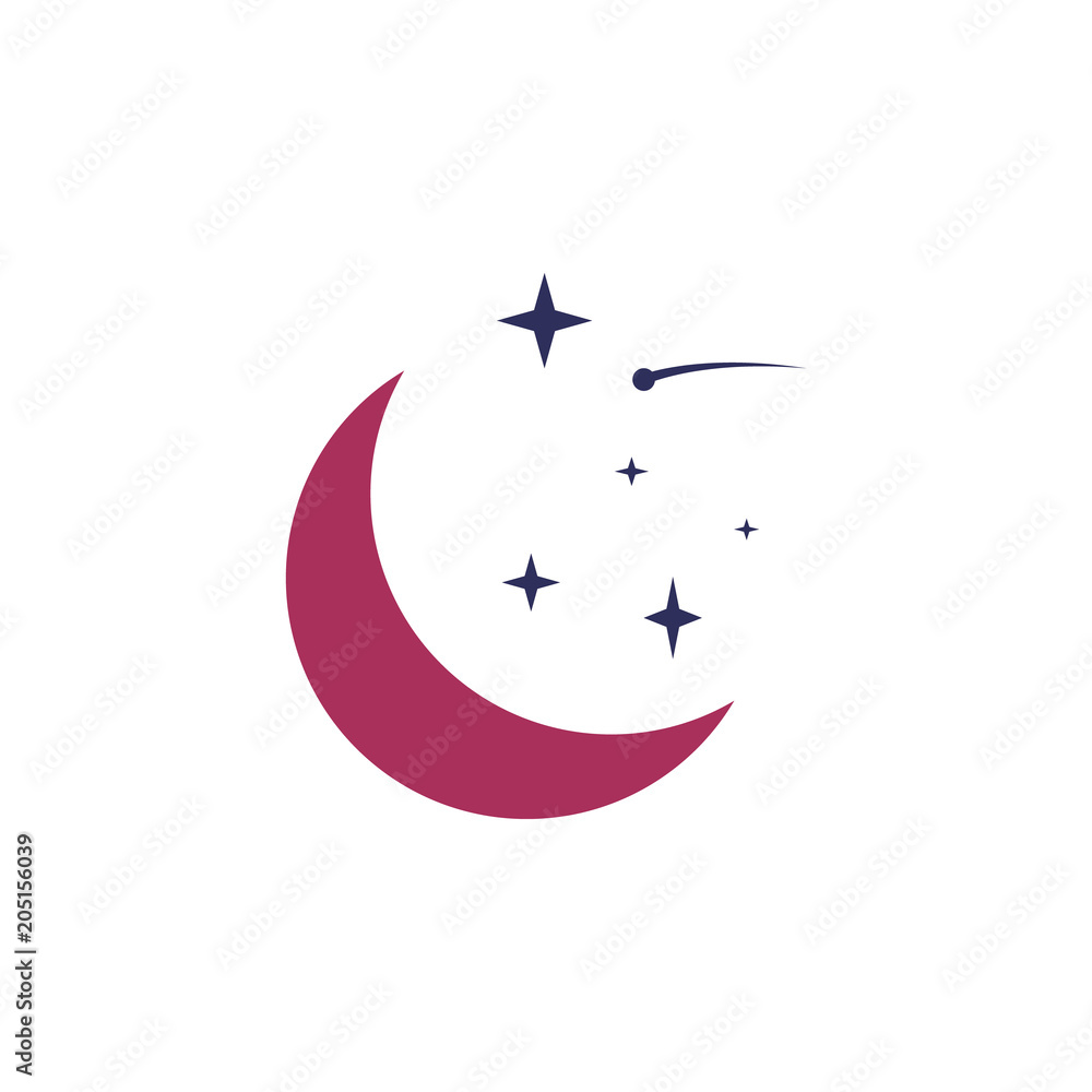 Aufkleber crescent moon and stars colored icon. element of web icon for mobile concept and web apps. colored i