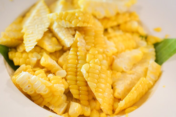 Beautiful sliced of Sweet Corn.