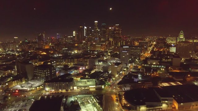 Beautiful Aerial shot of Los Angeles, CA at night