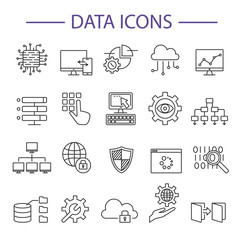 Data icons line set