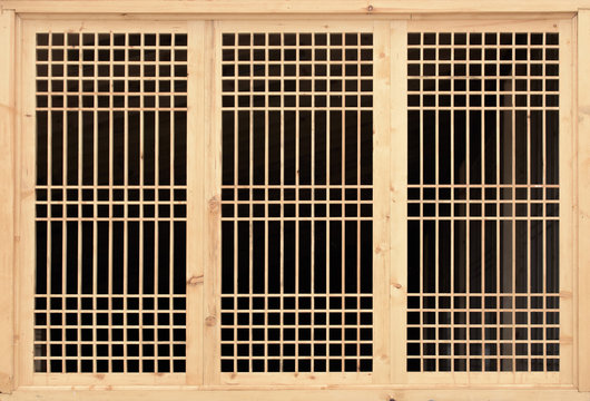 wooden lattice on the window
