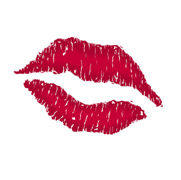 Isolated pink lips on white background. Vector illustration.	