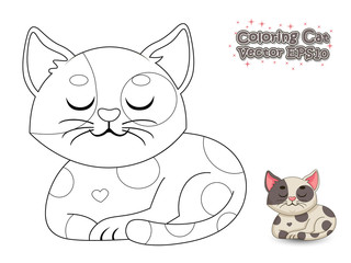 Coloring the Cute Cartoon Cat. Educational Game for Kids. Vector illustration.