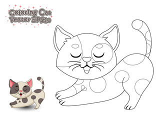 Coloring the Cute Cartoon Cat. Educational Game for Kids. Vector illustration.