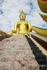 Great Buddha of Thailand statue. Big golden sitting Buddha at Wat Muang Ang Thong, Thailand
