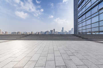 Fototapeta premium Panoramic skyline and buildings with empty concrete square floor，chongqing city，china