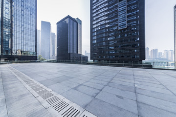 Fototapeta premium Empty floor with modern business office building 