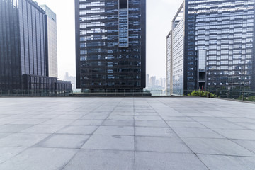 Fototapeta premium Empty floor with modern business office building 