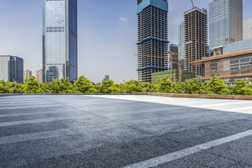 Empty Road with modern business office building 