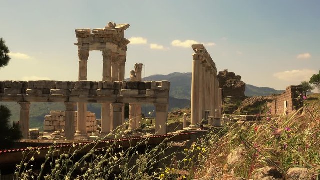 Pergamon, Trajan temple, ruins of ancient acropolis, Turkey, Bergama