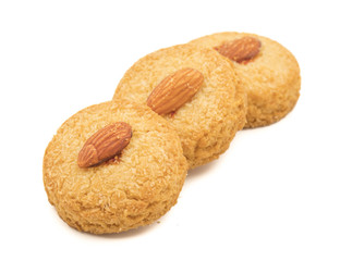 Healthy Homemade Sweet Almond Cookies or biscuits Also Know as Nan Khatai isolated on  white...