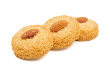 Healthy Homemade Sweet Almond Cookies or biscuits Also Know as Nan Khatai isolated on  white background