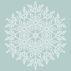 Round white snowflake. Abstract winter ornament. Fine snowflake