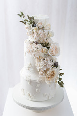 Tiered Wedding Cake With Edible Flowers